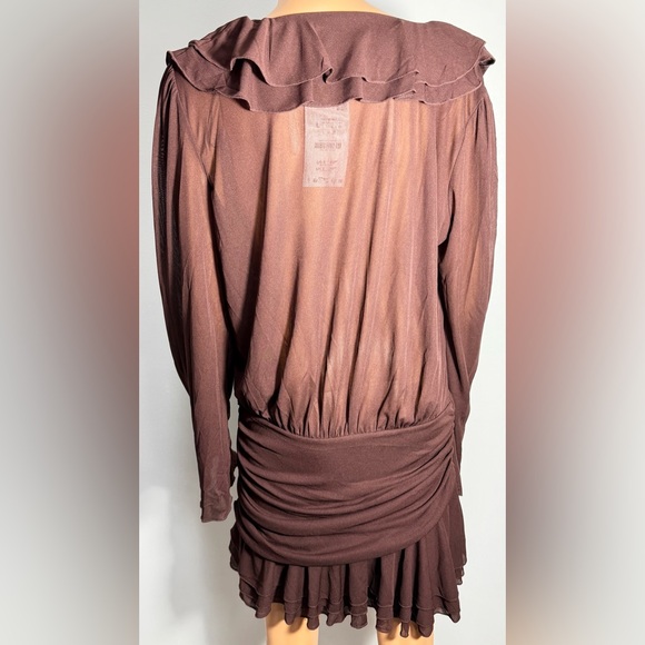 Zara Brown Ruffled Dress - Picture 5 of 12